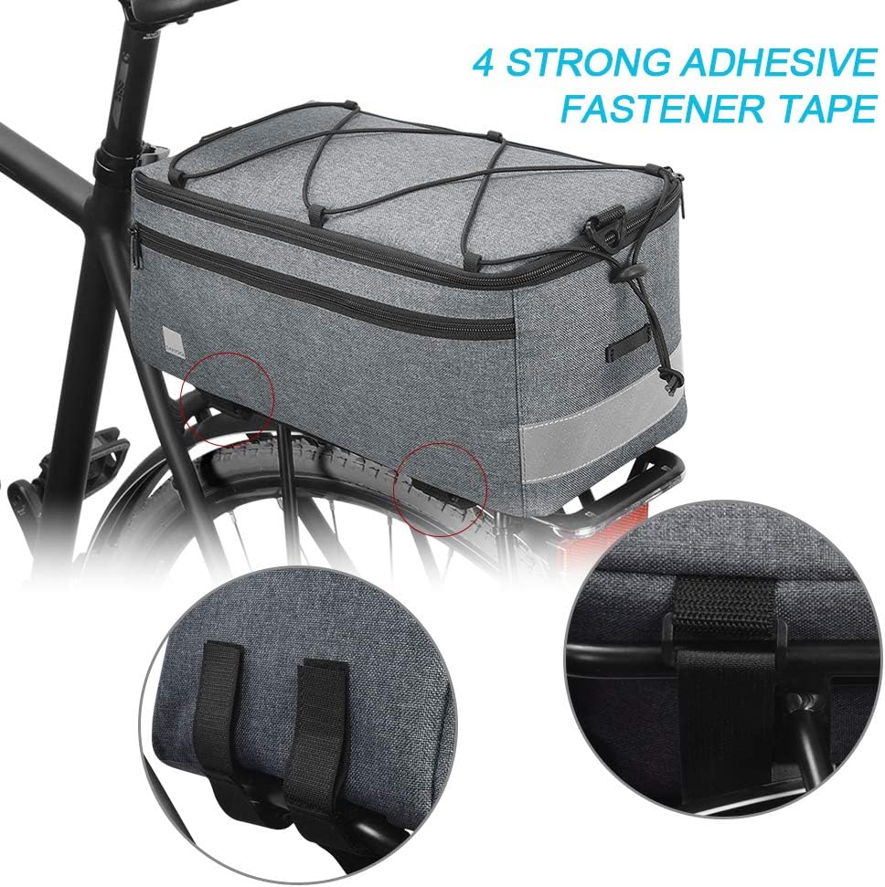 Lixada Insulated Trunk Cooler Bag for Warm or Cold Items, Bicycle Rear Rack Storage Luggage, Reflective Cycling Mountain Bike Bike Pannier Bag