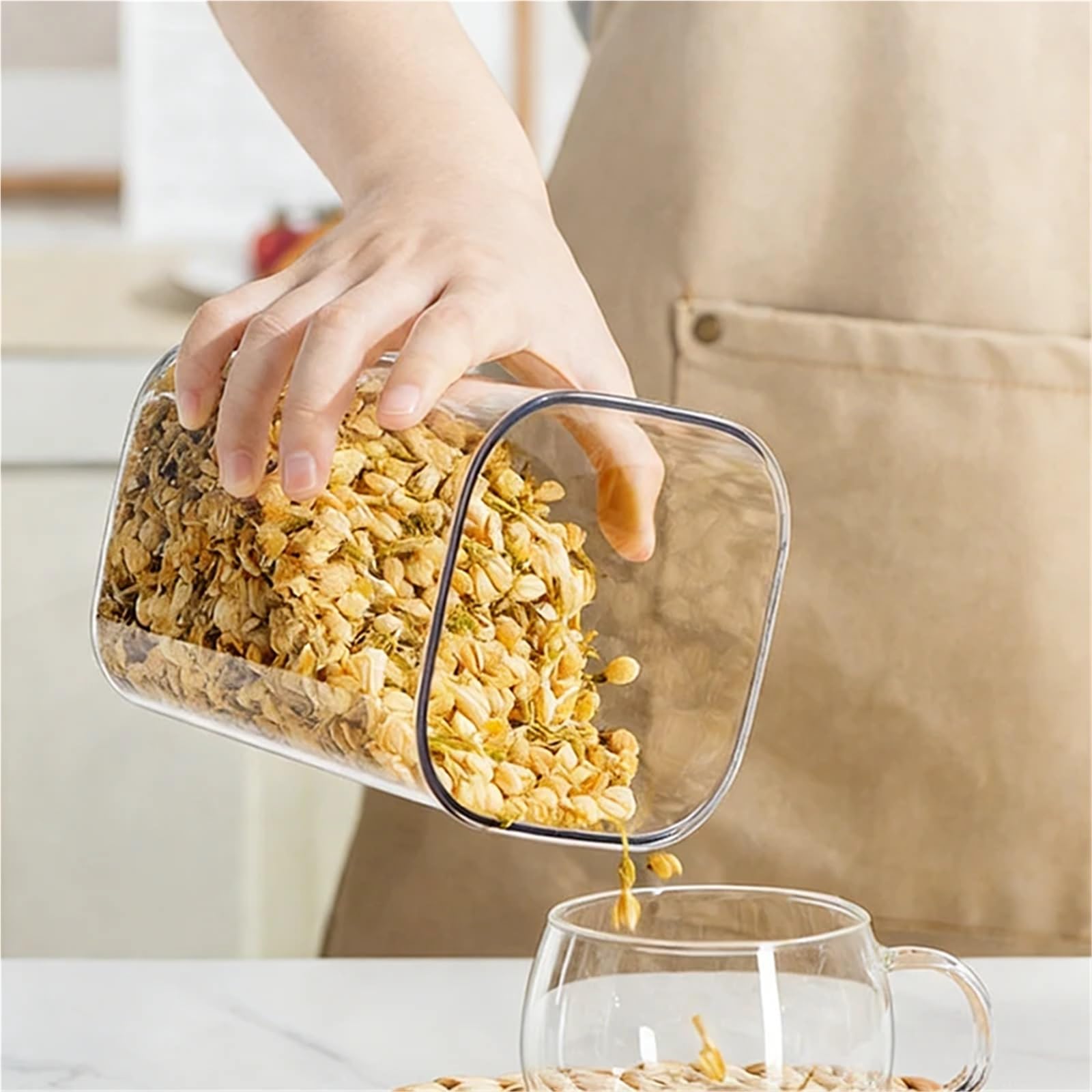 Vorratsdosen Mit Deckel FüR Spaghetti Vakuum-Lebensmittel-Aufbewahrungsbox, Kunststoff, versiegelt, Frischhaltebox, Körner, Kaffeebohnen, transparenter Vorratsbehälter, Küche, Vorratsdosen