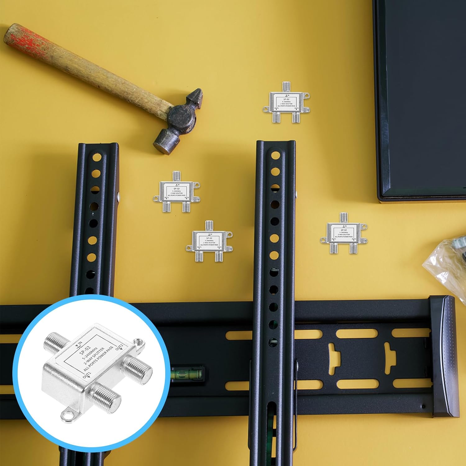 Garneck 3pcs Two splitters Cable Splitter 2 Way Satellite Coax Splitter for Satellite Splitter moca Splitter coaxial Splitter Aluminum Alloy Television one in Two Out