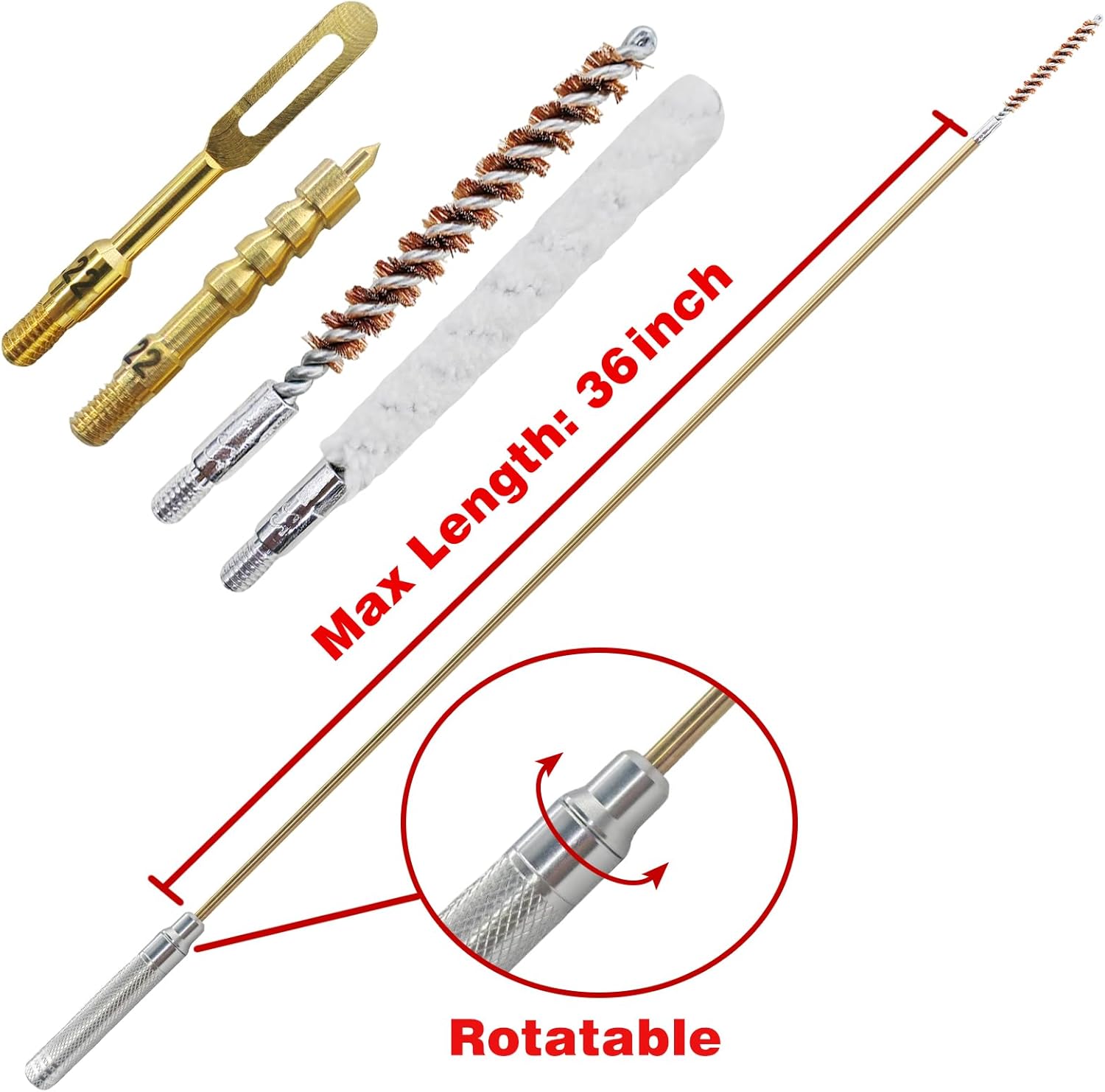 Gun Cleaning Kit for .22 .223Cal 5.56mm .22LR Rifle Pistol Cleaning Kit with 30ml Gun Cleaning Oil, Gun Cleaning Snake, Cleaning Swabs, Bronze Bore Brush and Brass Jag Adapter with Portable Case