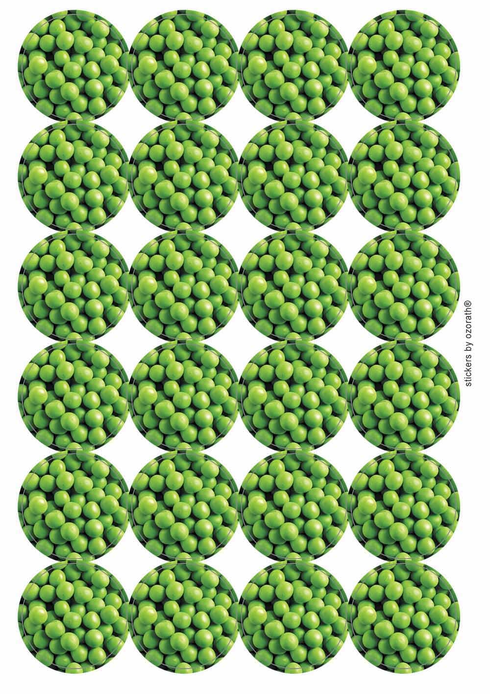 Ozorath Multicolor Peas Circular Matt Paper Stickers A4 Sheet Of 24 (Each Sticker Is 45Mm Diameter)
