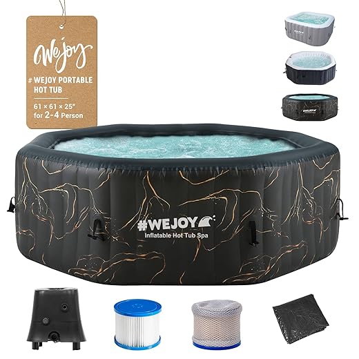 #WEJOY Portable Hot Tub61X61X25 Inch Air Jet Spa 2-3 Person Inflatable Octagon Outdoor Heated Hot Tub Spa with 120 Bubble Jets