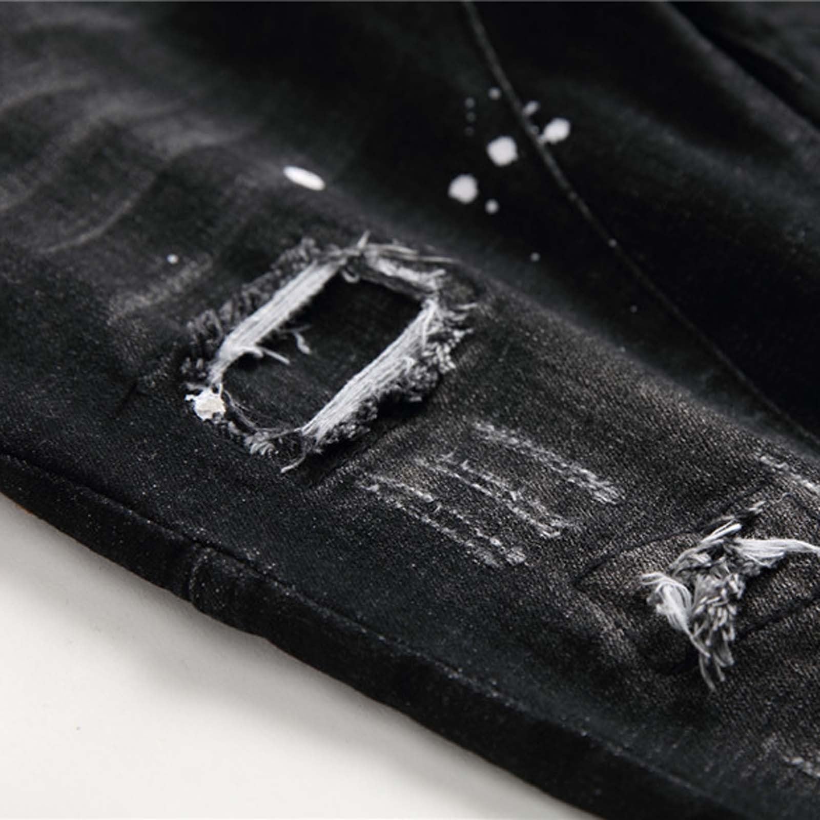 Pantaloni Tuta Uomo Invernali Baggy Pantalone Eleganti Jeans Uomo Slim Fit Strappi Stretch Denim con Design Spray e Stile Streetwear