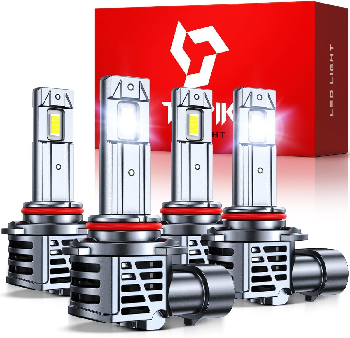 TOPIK Upgraded 9005 9006 LED Light Bulbs, 100,000LM 1000% Ultra-Bright HB-3 HB-4 Light Bulbs, 5 Min Quick Install, 20 Years Lifespan, No Flicker, 99% Compatibility, 4PCS