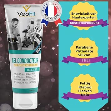VeoFit Conductive Electrode Contact Gel Eucalyptus for EMS TENS Devices Electrostimulators Electrode Pads - Improves Electrode Contact and Protects Skin