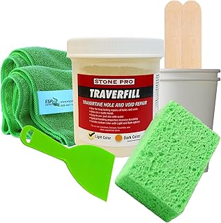 Stone Pro Traverfill - The Ultimate Travertine Hole Repair Solution (1 Pound Light) KIT