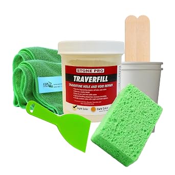 Stone Pro Traverfill - The Ultimate Travertine Hole Repair Solution 1 Pound Light KIT