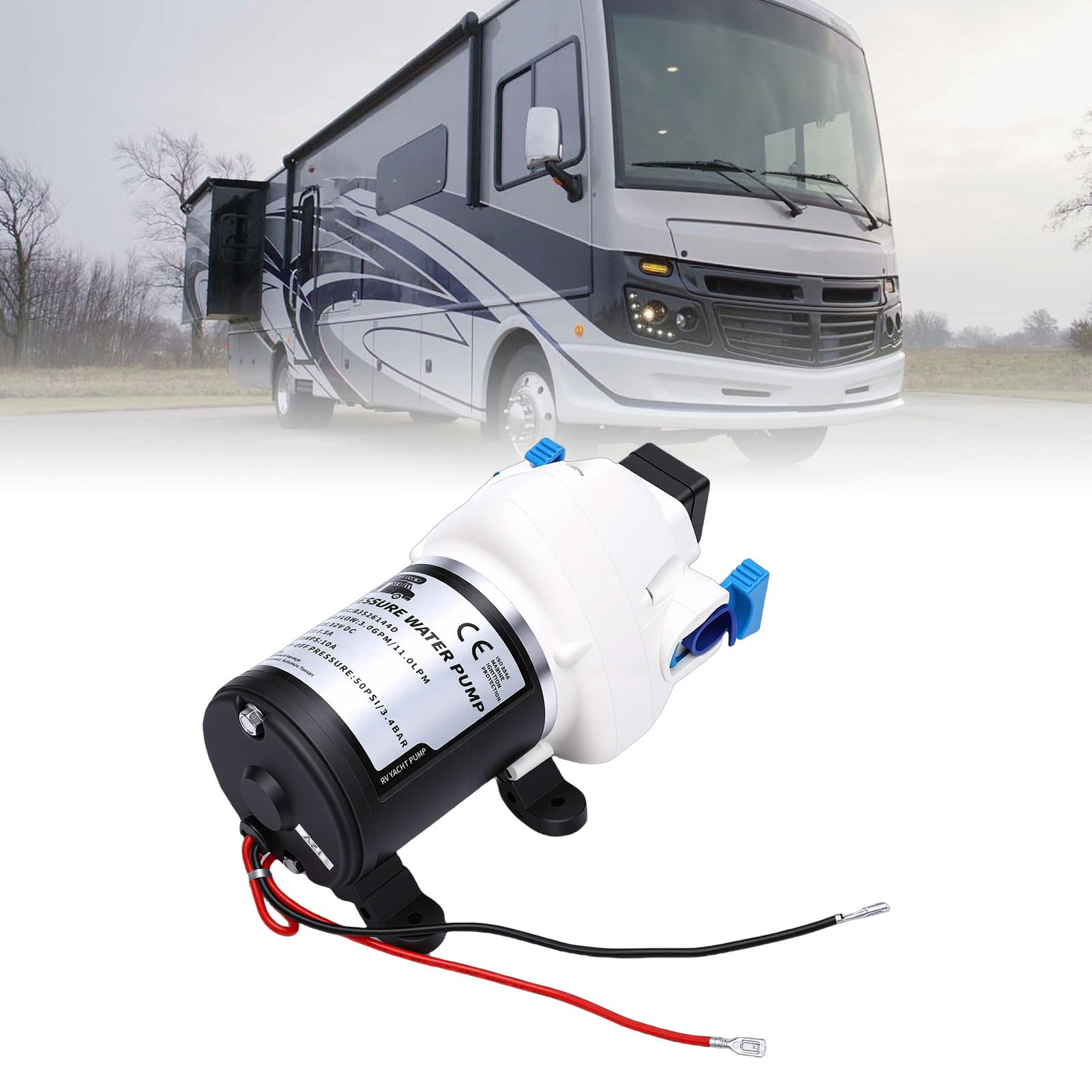 Bomba de Agua para Vehículos Recreativos, Bomba de Agua Autocebante de 3 GPM, 50 PSI, 12 V, de Pequeña con Kit de 7 Accesorios para Vehículos Recreativos, Barcos, Remolques, Yates Marinos