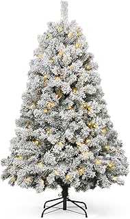 CAPHAUS 4.5 ft Snow-Flocked Pre-Lit Christmas Tree with 200 LED Lights