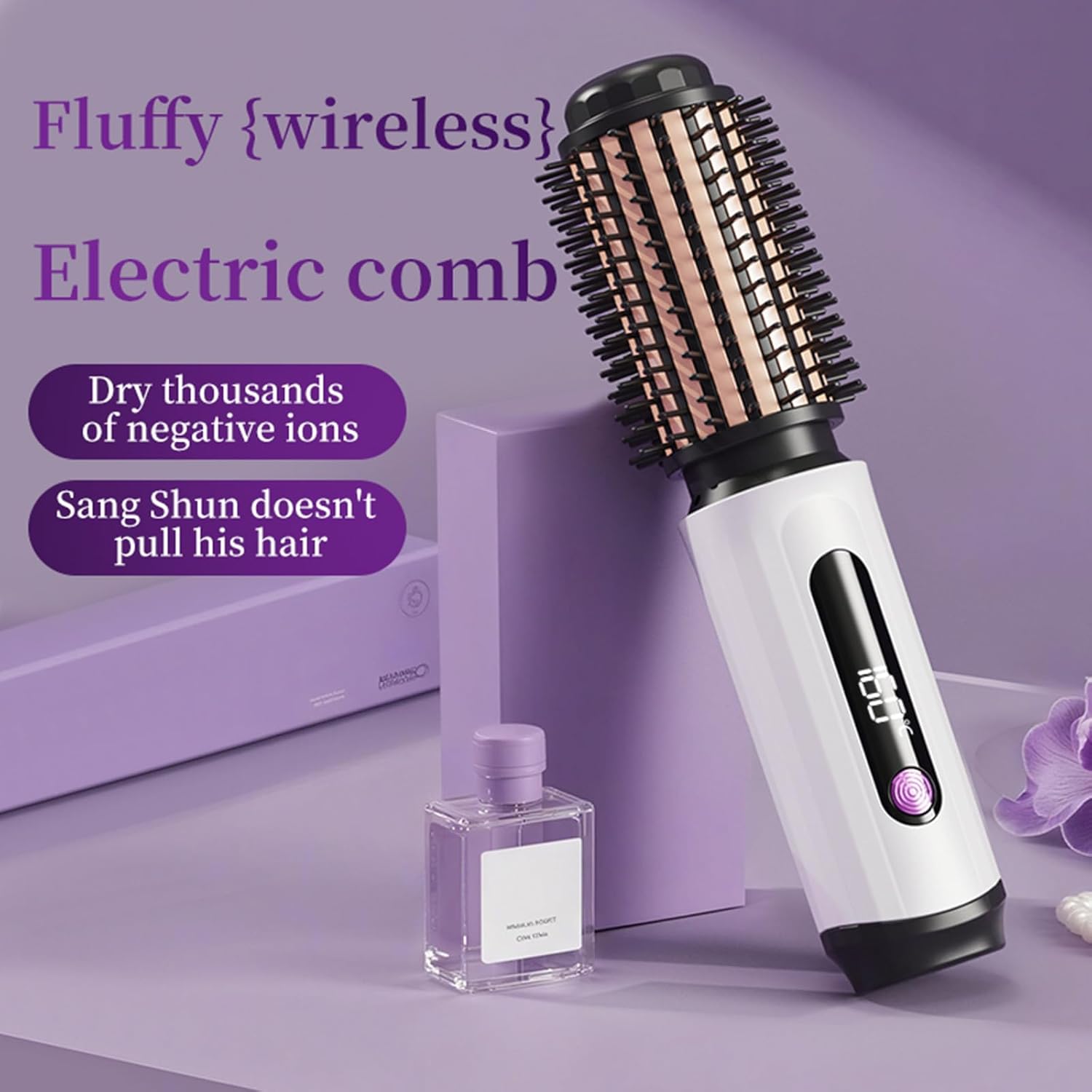 Wireless Multipurpose Hair Curler and Straightener Brush Portable Styling Tool with Fast Heating Technology for Home Use