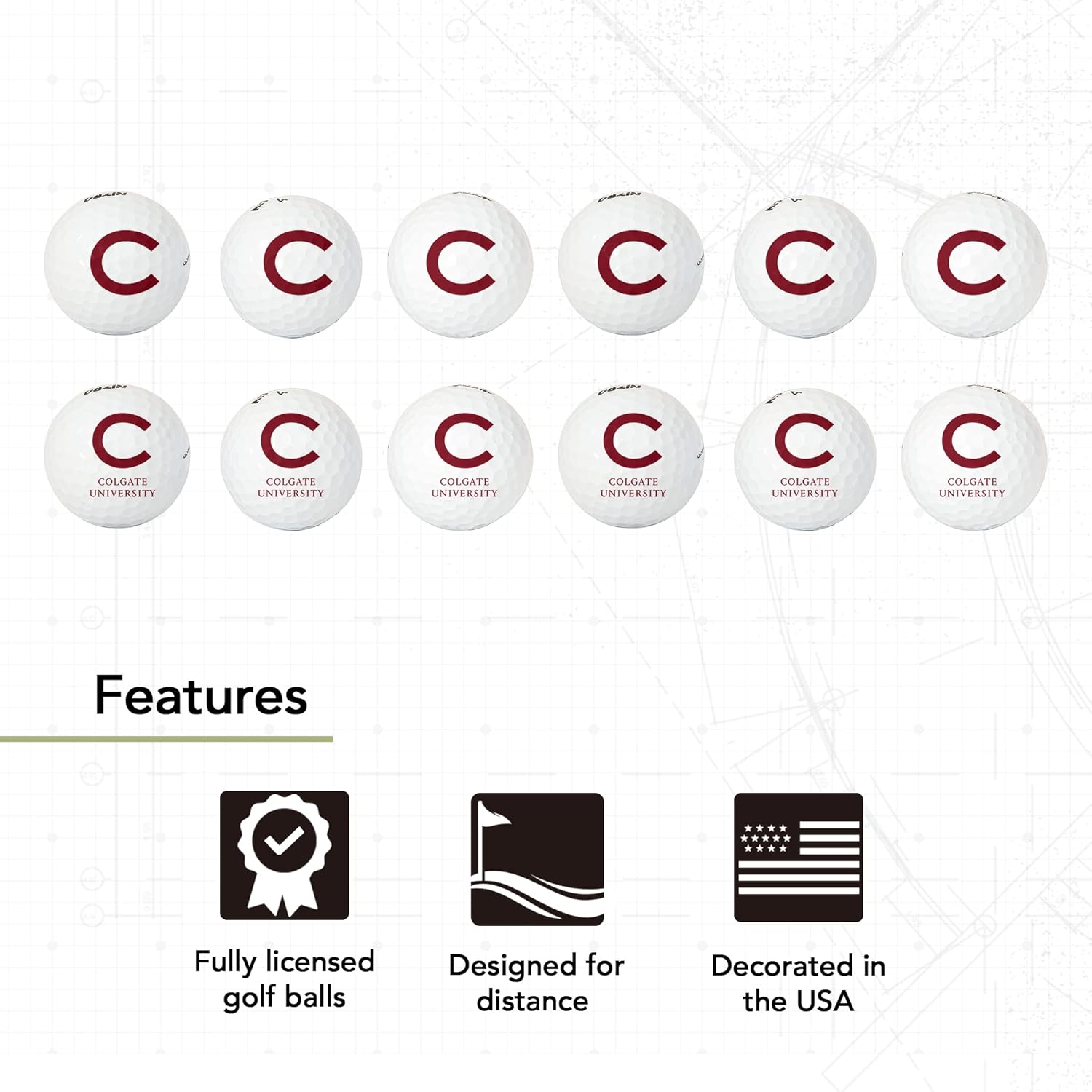 Desert Cactus Colgate University Golf Balls 12 Pack – CU Raiders Full Color Dozen – Officially Licensed Sport Team Accessory