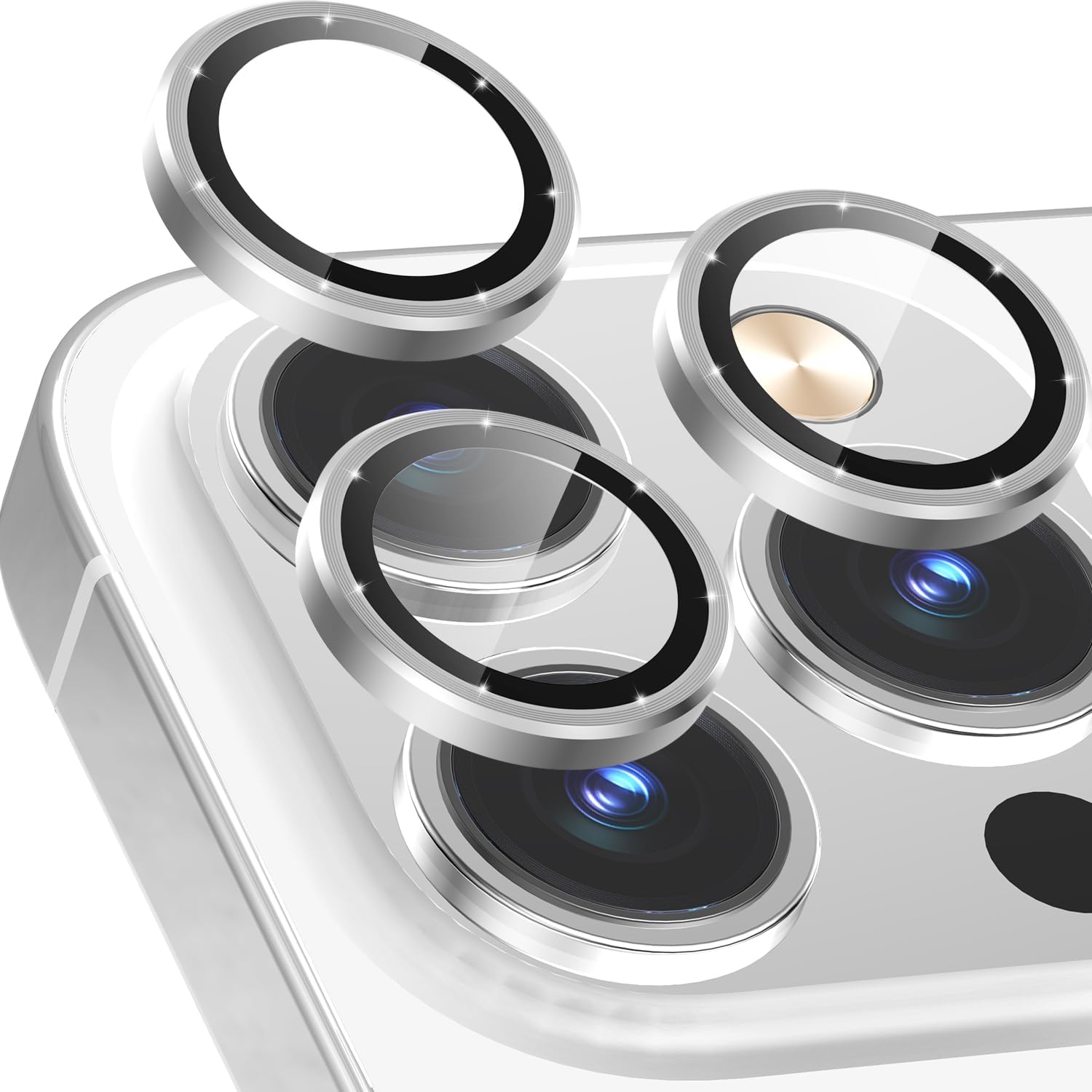 CloudValley Camera Lens Protector for iPhone 13 Pro - iPhone 13 Pro Max, Tempered Glass Film, Aluminum Alloy Lens Protective Cover, Graphite
