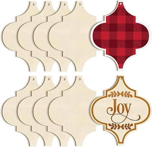 Adornos grandes de madera de Navidad para pintar, 10 unidades, adorno de madera en blanco sin terminar para manualidades, decoración colgante,