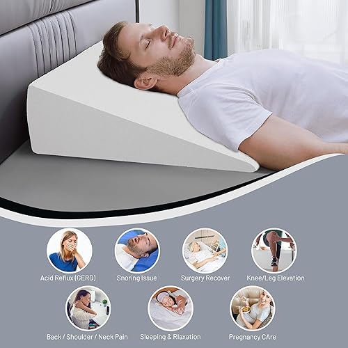 Miniatura 4 de Zutan Almohada de cuña de 24 pulgadas con inclinación de espuma para dolor de cuello, dolores de cabeza, multiusos, cómoda, soporte para piernas y