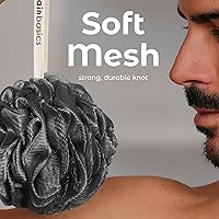 Vista 3 de MainBasics Esponja de esponja para baño y ducha, esponja para el cuerpo, exfoliante corporal (juego de 3, hielo negro)