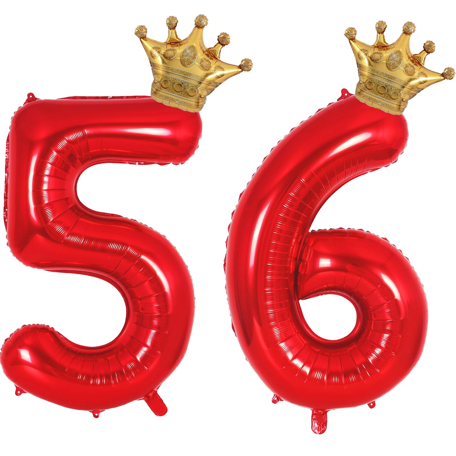Red 56 65 Balloon Numbers 40 Inch Giant 56th 65th Birthday Balloon, Helium Mylar Foil Number 56 65 Balloons for Red and Gold Birthday Party