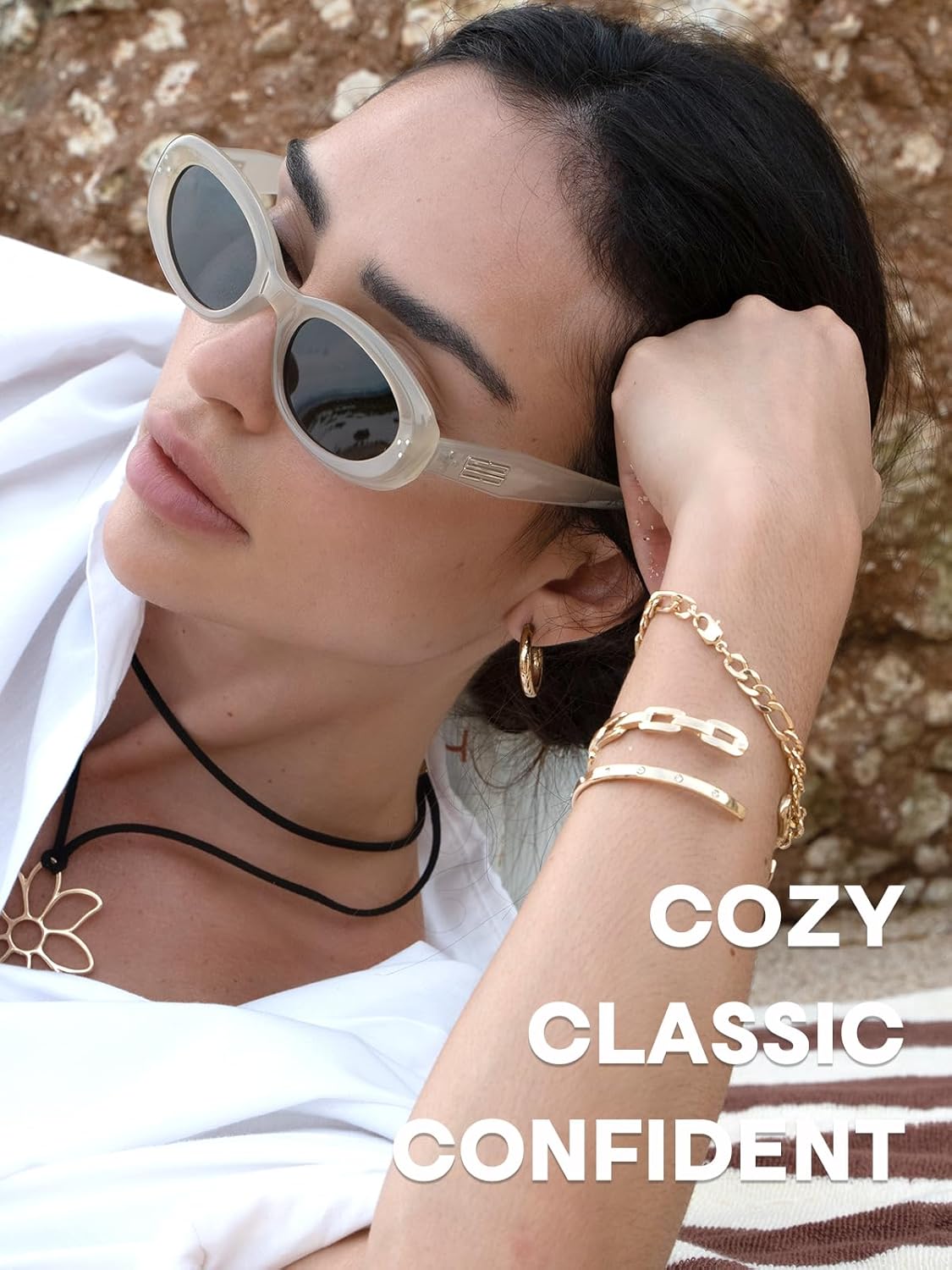 FURTALK Polarized Sunglasses Womens Oval Retro Trendy UV400 Protection Lightweight - Image 4