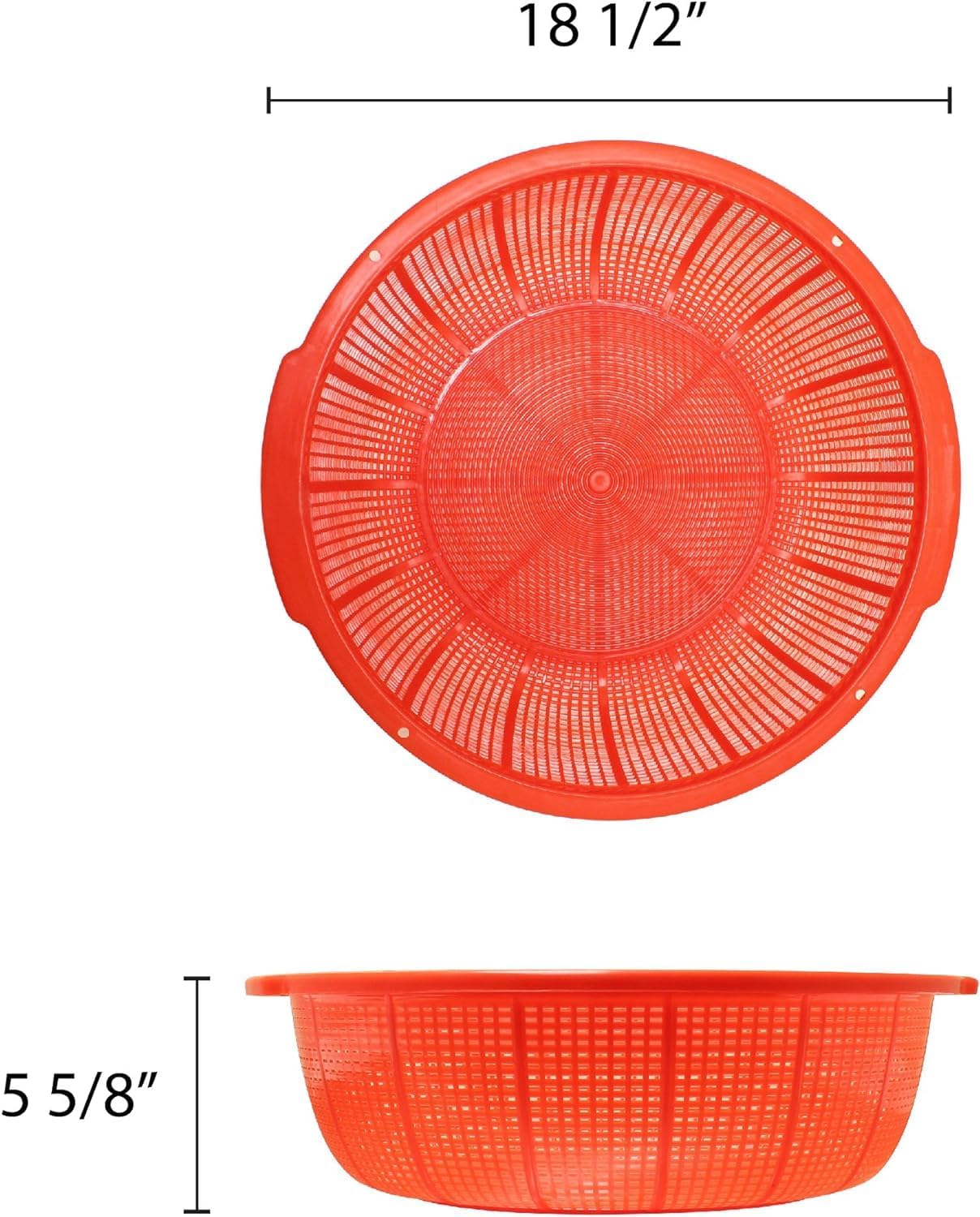 TrueCraftware- 18-1/2" x 5-3/4" Round Perforated Colander with Grip Handles- Strainer Basket Wash Vegetables Fruits Drain Cooked Pasta Food Strainer Drainer Basket Strainer Kitchen Essentials
