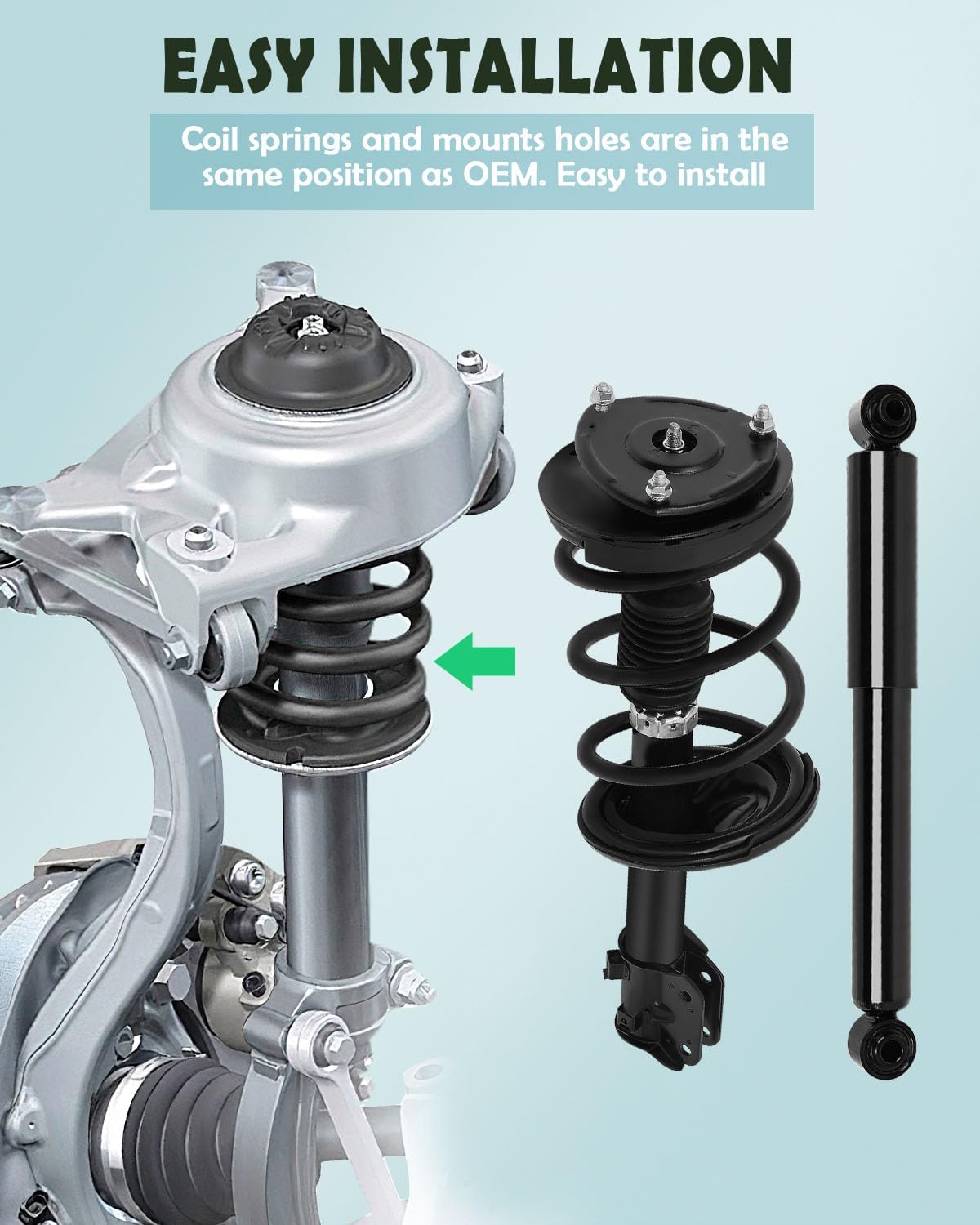 SCITOO Front and Rear Shock Absorber Assembly Fit for 2007-2008 for Hyundai Entourage, 2006-2012 2014 for Kia Sedona, Complete Shock and Strut Assembly Kit Fit for 172918 172917 349094 37307 4PCS