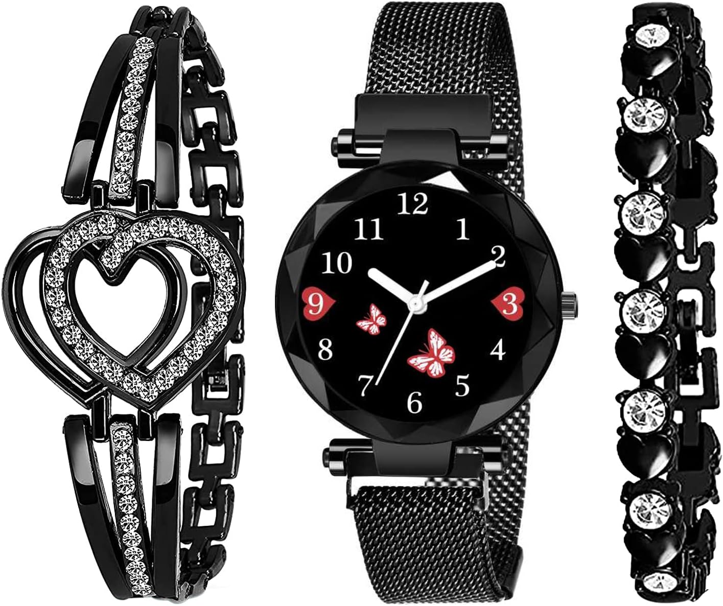 RUSTETAnalog Women's Watch (Black Dial Black Colored Strap)