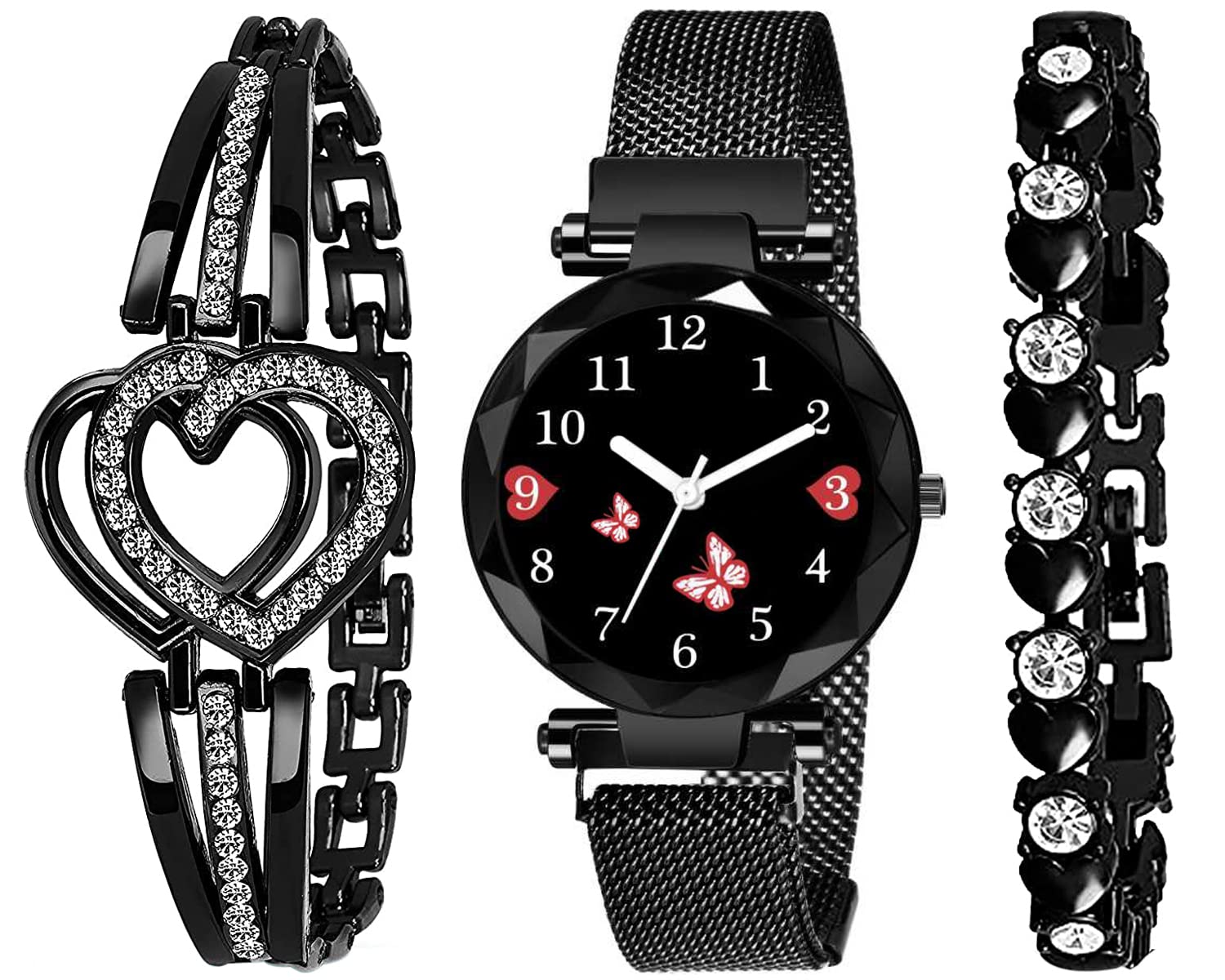 RUSTETAnalog Women's Watch (Black Dial Black Colored Strap)