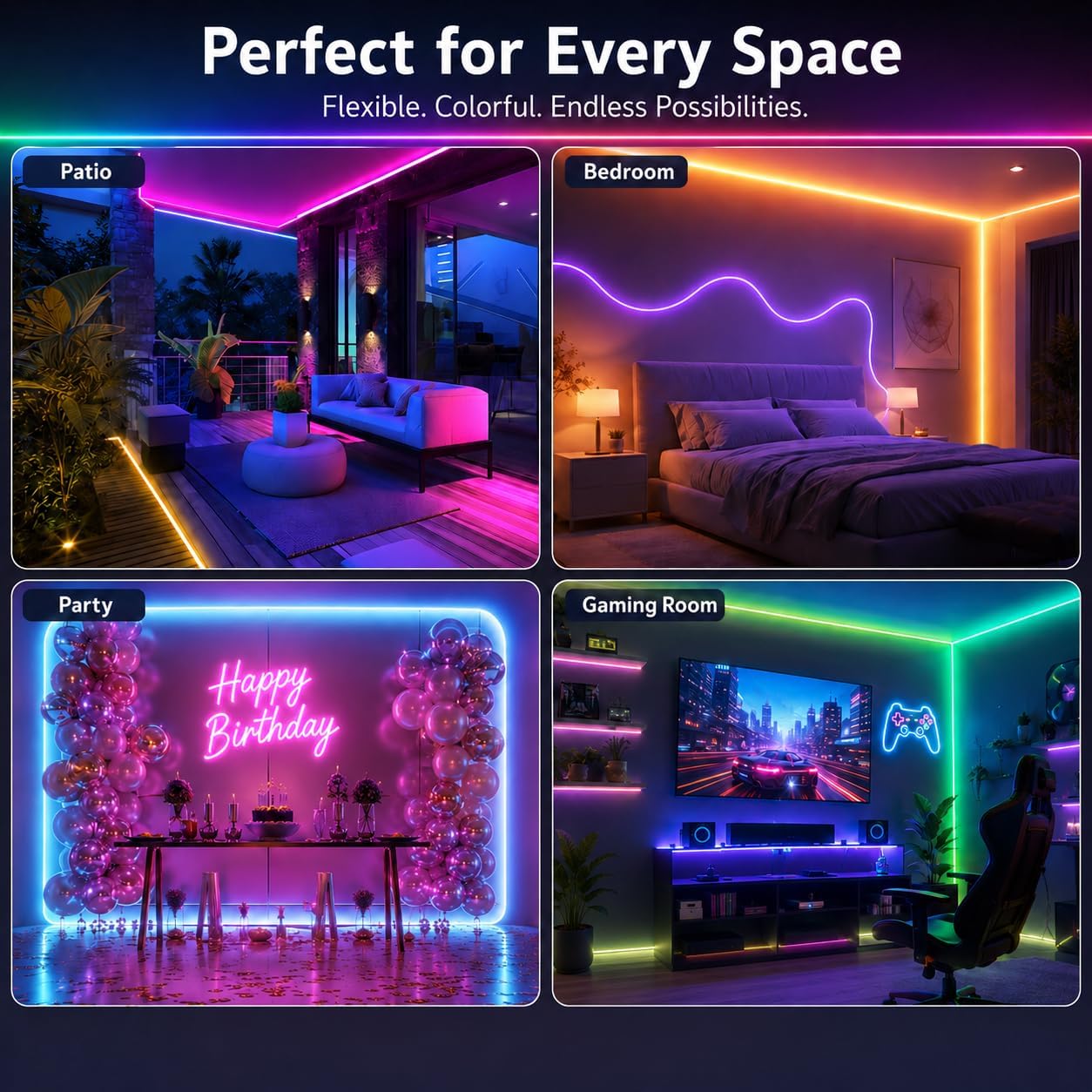 Neon Rope Lights - 32.8Ft Flexible LED Rope Lights,24V RGB Rope Lights Control with App/Remote Multiple Modes,DIY Design, IP65 Waterproof Strip Lights for Bedroom Room Outdoors Decor