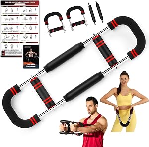 Aparat de antrenament pentru brațe și piept NOONCRAZY Twister, rezistență reglabilă 13-27 kg, echipament pentru exerciții partea superioară a corpului acasă, cu poster de antrenament inclus, pentru bărbați și femei