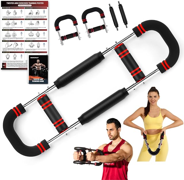 Twister Arm Trainer, Adjustable Chest Exerciser for Men & Women | Arm and Chest Trainer with Training Poster, 