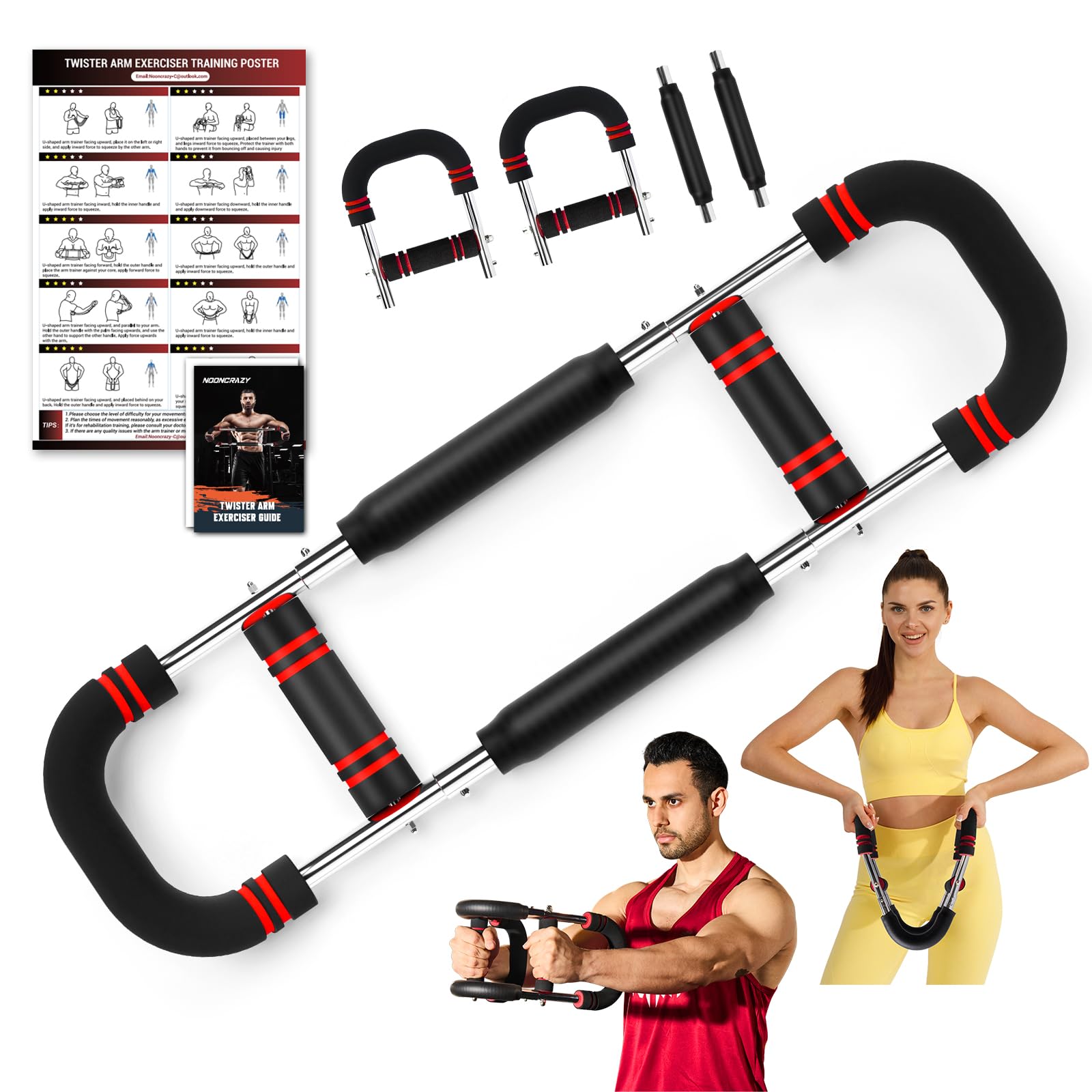 Twister Armtrainer, Verstellbarer Brustmuskel Trainingsgeräte für Zuhause, Arm Chest Trainer mit Poster für Männer & Frauen, Brustmuskeltrainer zur Verbesserung der Oberkörpermuskulatur