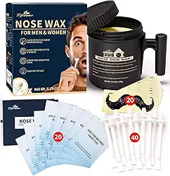 Lifestance Kit de cera de nariz masculino | 150 g | Kit de cera de cabelo nasal de grande capacidade com 40 aplicadores, 25 a 30 usos | Kit de cera de nariz para mulheres | Kit de depilação de pelos