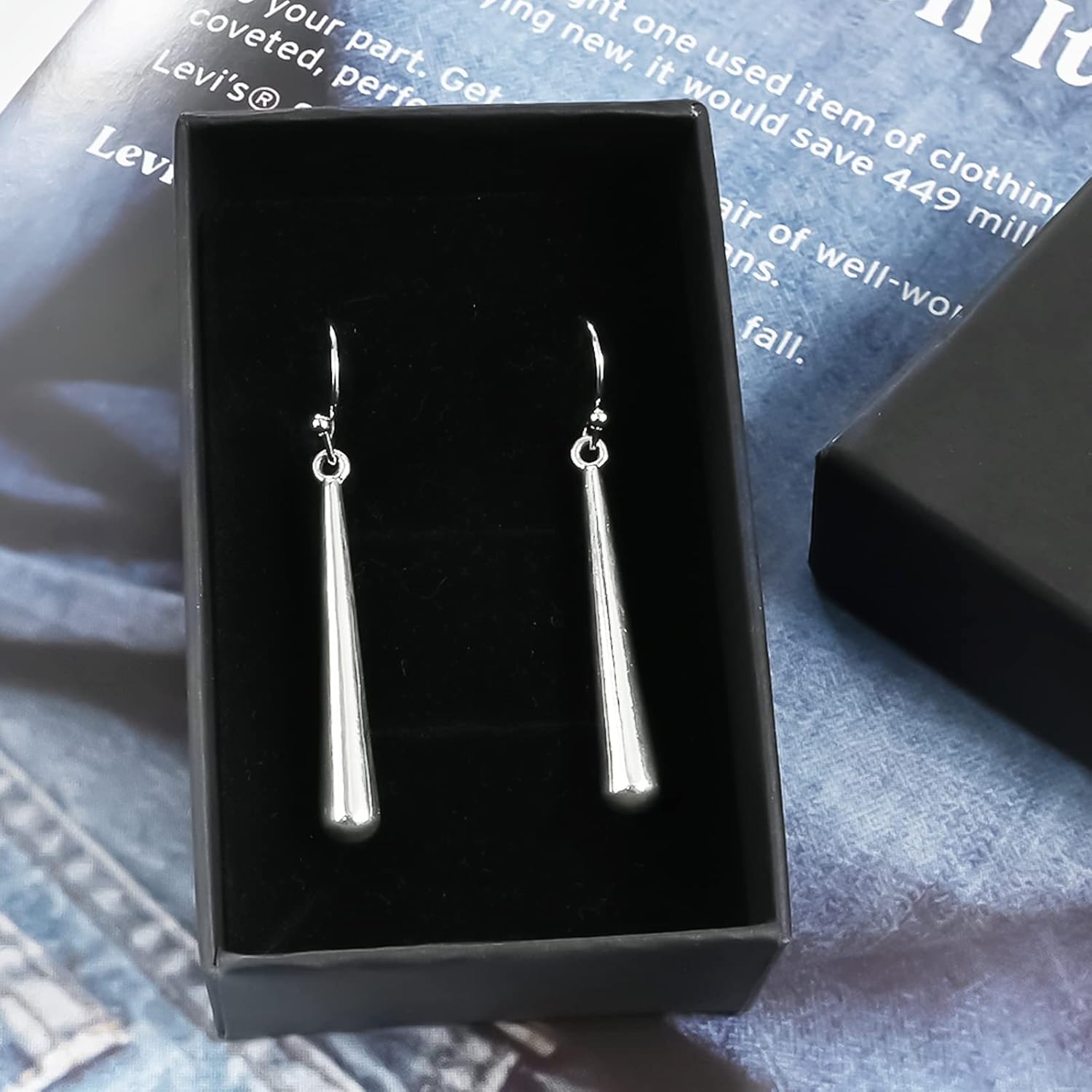 Baseball Bat Dangle Earrings Silver Hypoallergenic Handmade Stick Drop Minimal Long Bar Earrings for Women Trendy - Image 7