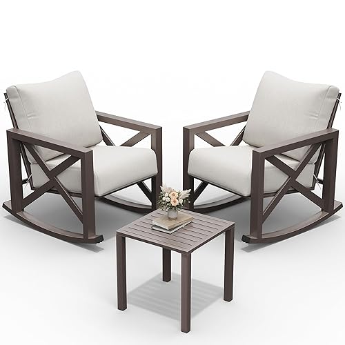 Rocking Chair Outdoor Set 2 with Coffee Table, 3 Piece