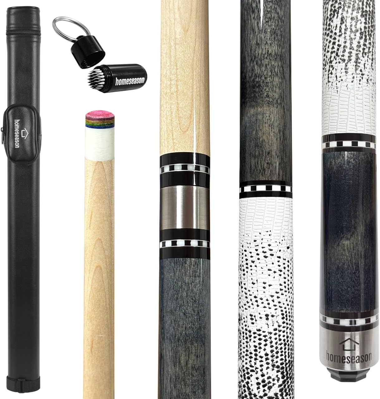 HomeSeason 58in Pool Cue Stick Canadian Maple Wood 13mm Tip - 18oz Perfect for Precision Play, Low Deflection Pool Cue for Enhanced Accuracy