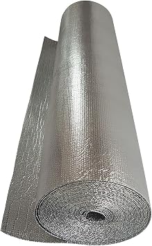 Self-Adhesive Double Bubble Reflective Foil Insulation Radiant Barrier Wrap Aluminum Foil Thermal Insulation for Windows, Garages, RVs, DuctsSize1x30m 39 in X 98 Ft