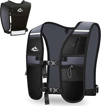 Running Vest for Women Men, Lightweight Breathable Hydration Vest with Large Compartment, Reflective Running Hydration Vest, Run Water Vest for Hiking Cycling Marathon Trail Jogging Race