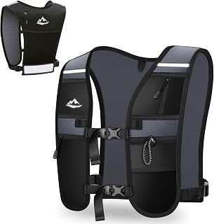 Running Vest for Women Men, Lightweight Breathable Hydration Vest with Large Compartment, Reflective Running Hydration Vest, Run Water Vest for Hiking Cycling Marathon Trail Jogging Race