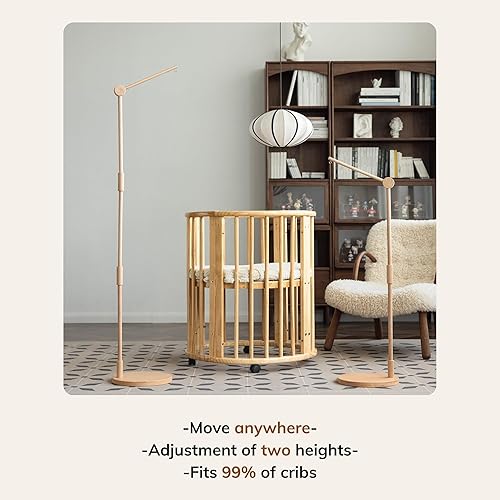 Miniatura 3 de Wooden Floor-Standing Crib Mobile Arm Pro 61 Inches for Baby Nursery-Movable Baby Mobile Hanger with Strong Anti-Dumping Attachment-100% Natural De
