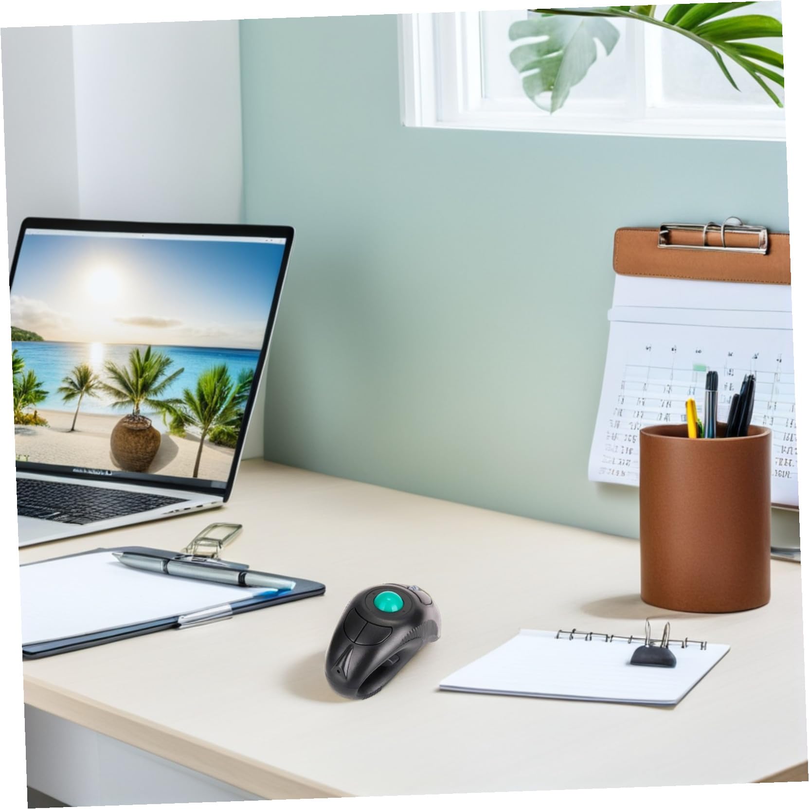 PartyKindom Ratón Inalámbrico de Mano Trackball, Control Pulgar, Puerto USB y Diseño Portátil para Laptop