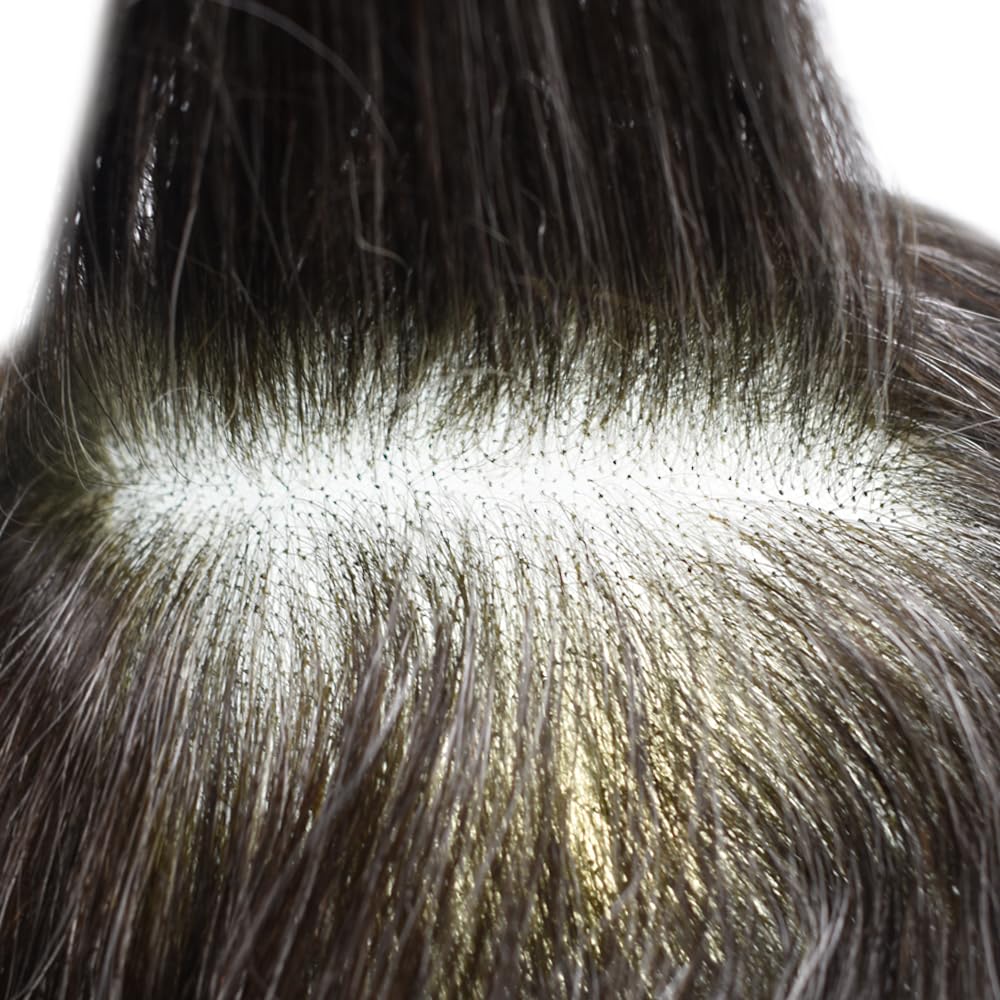 Toupee For Men Hair System Soft French Lace Front Hair Replacement System Breathable Mens Hairpiece Natural Hairline Prosthesis Hair Unit (8"X10", #1B30 Off Black with 30% gray hair -90% density)