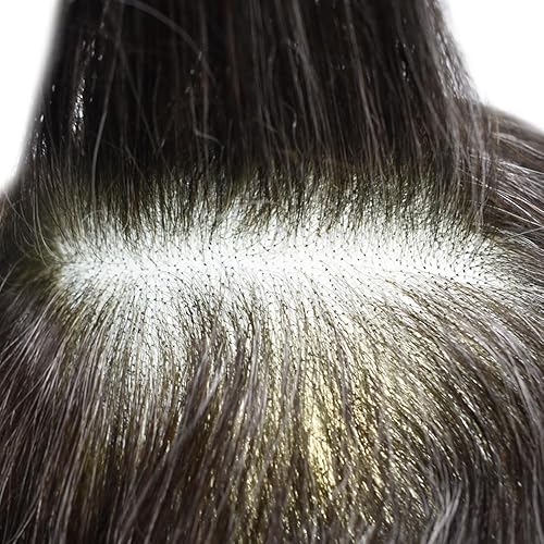 Miniatura 6 de Toupee para hombres, sistema de reemplazo de piezas de cabello humano real, encaje suizo suave, encaje frontal para hombres, pieza de pelo tipo