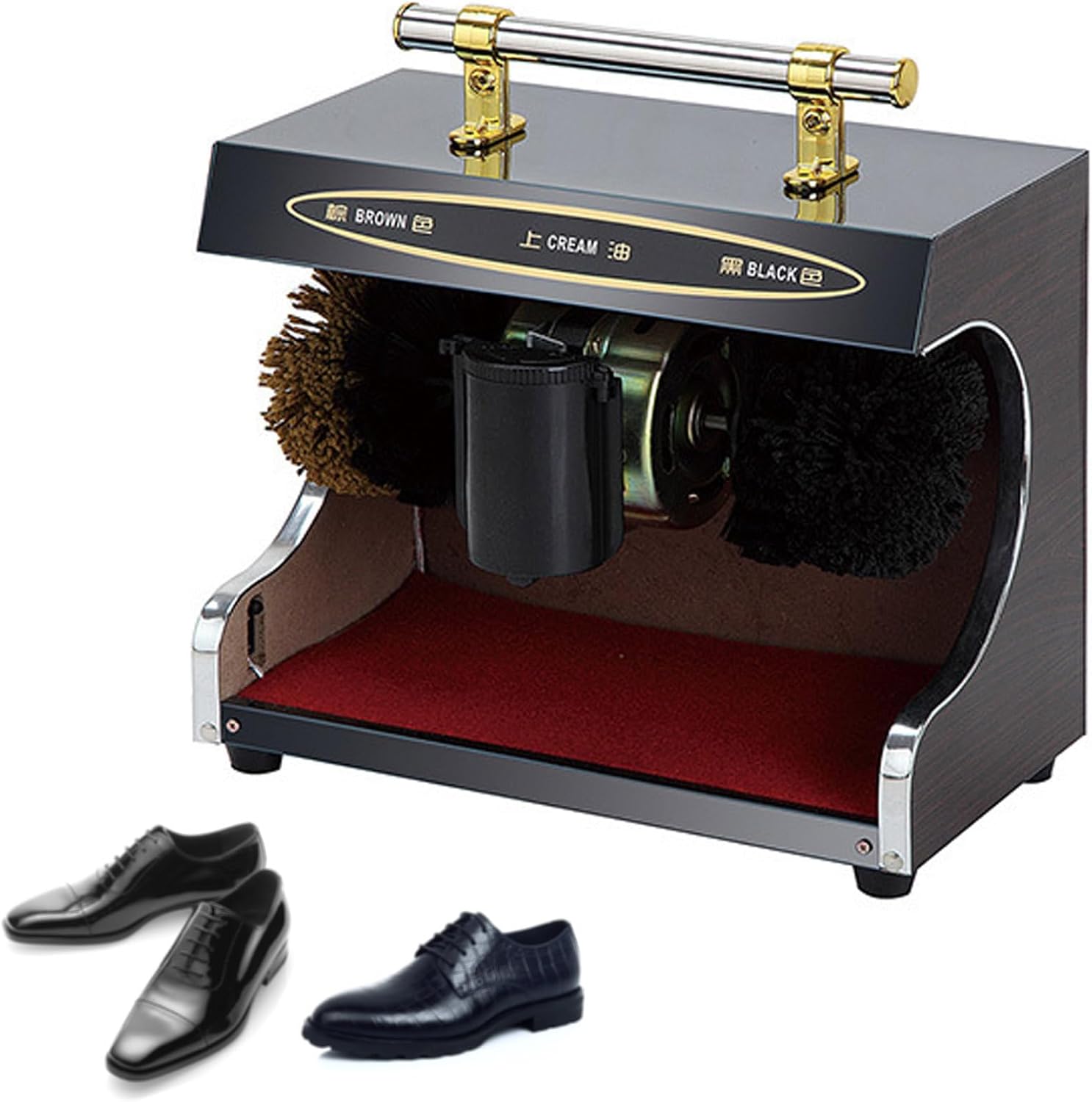Electric Shoe Polisher 10.43x7.87x14.57 in, Hotel Lobby Smart Automatic Shoe Shine Buffer Machine for Dust Removal Polishing Cleaning