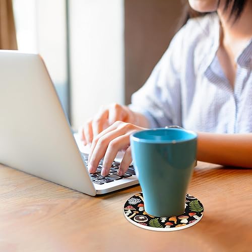 Miniatura 6 de Posavasos de hongos absorbentes con soporte, juego de 6 posavasos duraderos de hojas de primavera para protección de mesa auxiliar, gran regalo de