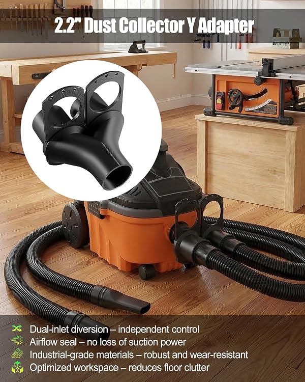 2.2In Shop Vacuums Y Connector with Gates, Dust Collector Hose Splitter by MQHXUY - Used condition - Image 2