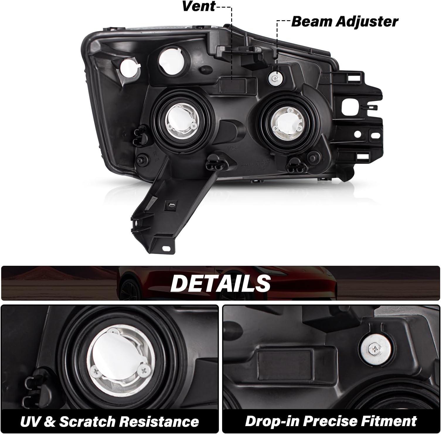 Bingbingmotor Compatible with 2004-2015 Nissan Titan & 2005-2007 Armada Headlight Assembly Replacement Headlamp Left Right Side (Amber Reflector with Smoke Lens)