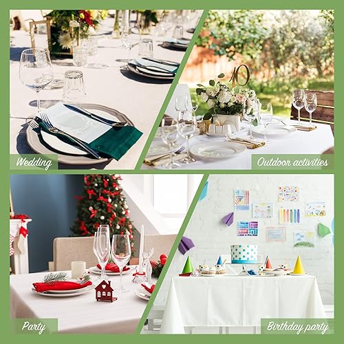 Miniatura 7 de 100 manteles de plástico desechables de 54 x 108 pulgadas, manteles rectangulares de plástico para fiestas, interiores y exteriores, picnic, boda