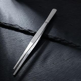 2pcs 30cm/12" Long Stainless Steel Food Tongs Straight Tweezers Kitchen Tool Silvery