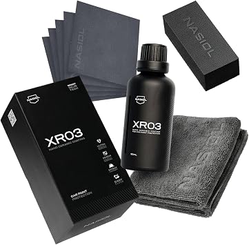 Nasiol XR03 Nano Ceramic Coating Kit Advanced Paint Protection for Cars, Highly Hydrophobic, High Gloss Finish, One Layer Hybrid Durable Coating, Easy Application 1.69 fl oz