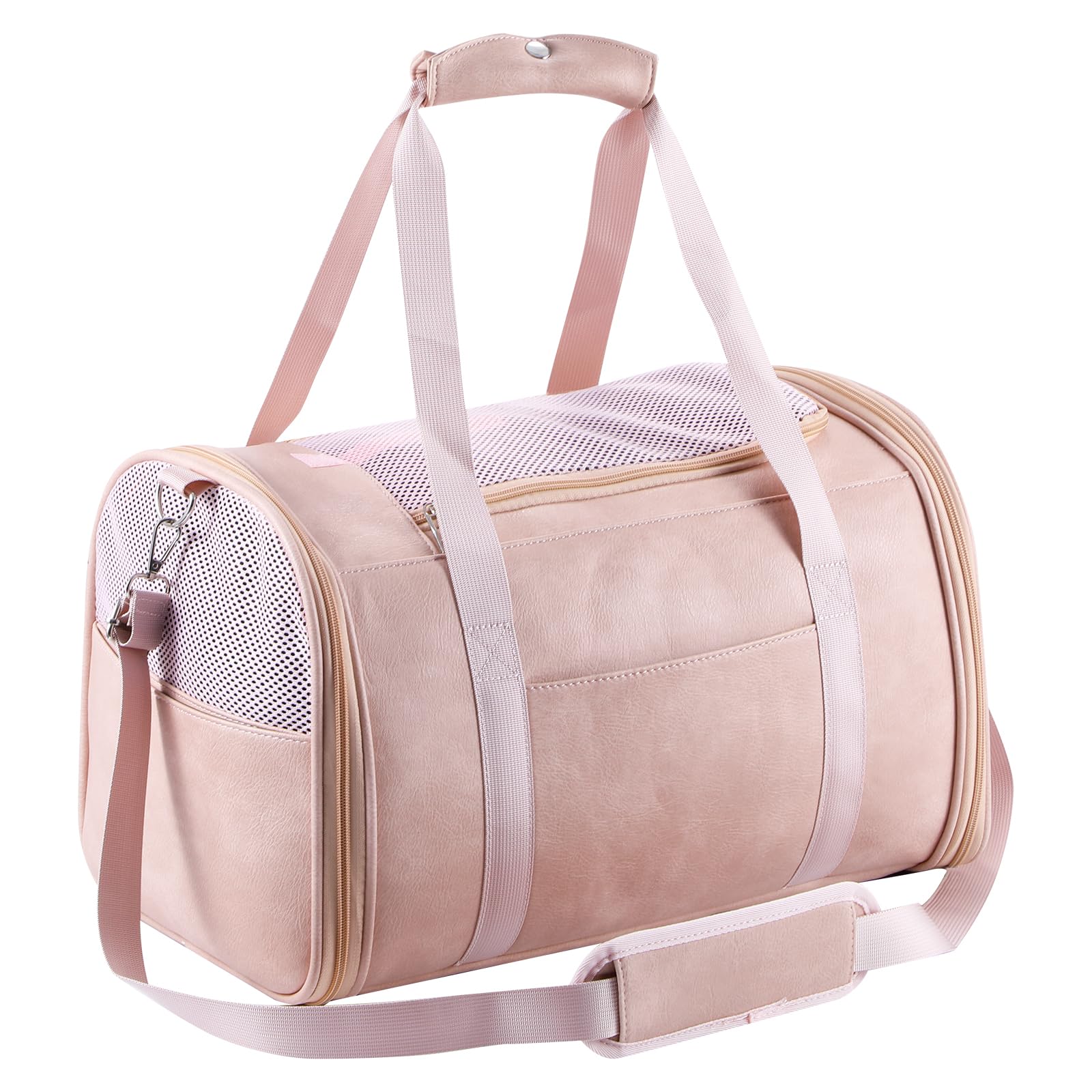 Sac de transport pliable Lasaviin rose avec mesh respirant pour petits animaux de 6.8kg