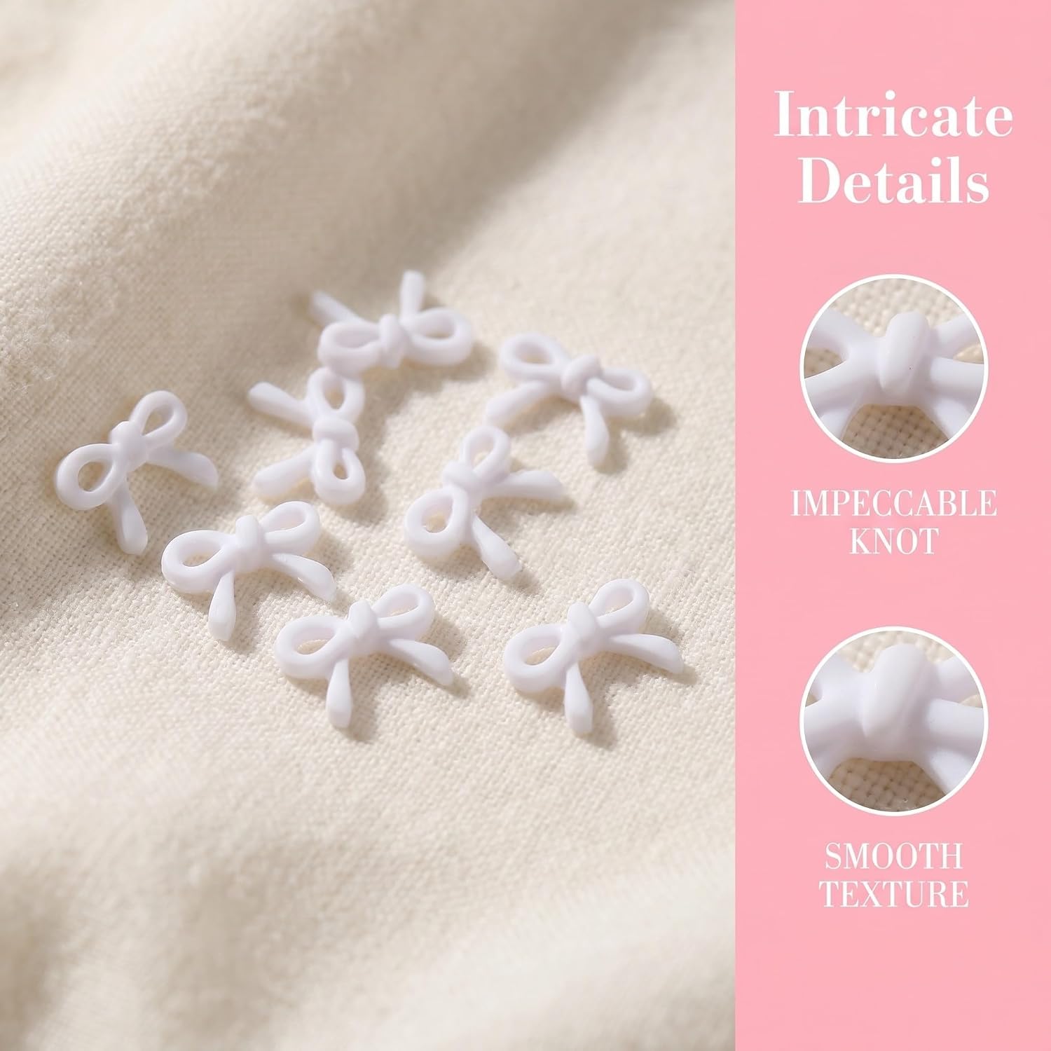 200pcs White Mini Resin Bow Charms for Hair Accessories