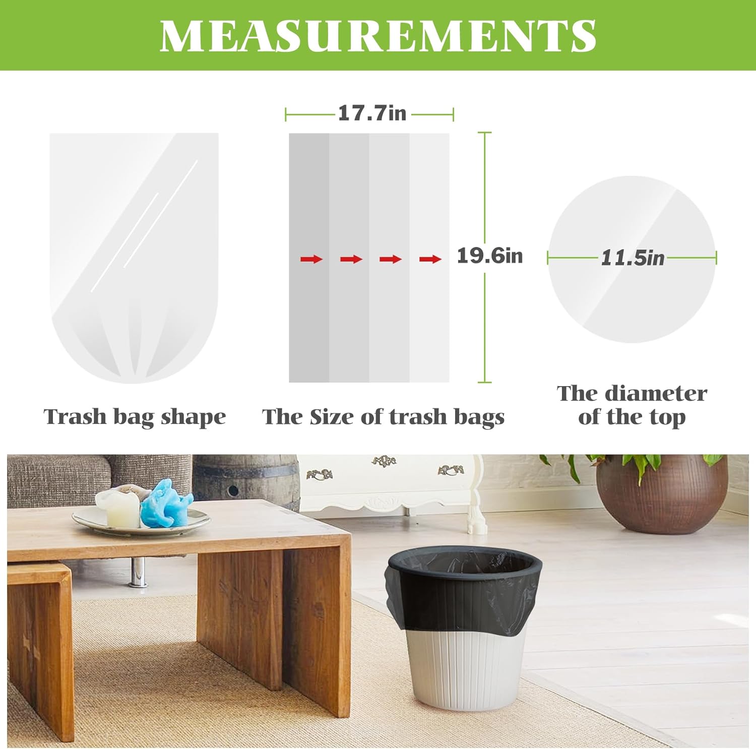 4 Gallon 1000 Counts Small Black Trash Bag Bulk Garbage Bags by Teivio, Bathroom Trash Can Bin Liners, Small Plastic Bags for home office kitchen